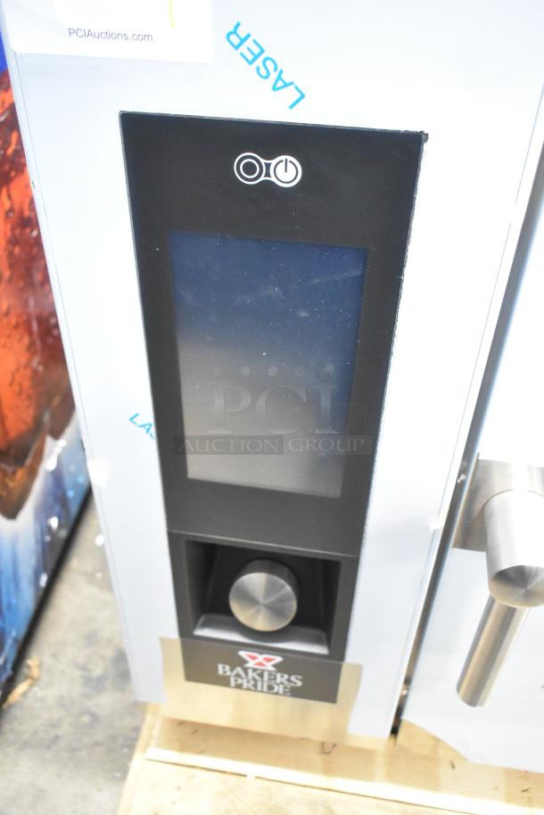 Bakers Pride AEHE061R stainless steel electric combi convection oven, new scratch and dent, 208V, 3 phase, touchscreen.
