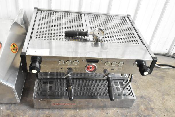 La Marzocco N/21 2 AV stainless steel espresso machine, with 2 portafilters and steam wands, countertop model, 208-240V.