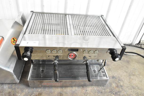 La Marzocco N/21 2 AV stainless steel commercial espresso machine with 2 portafilters, 2 steam wands; 208-240V, 1 phase.