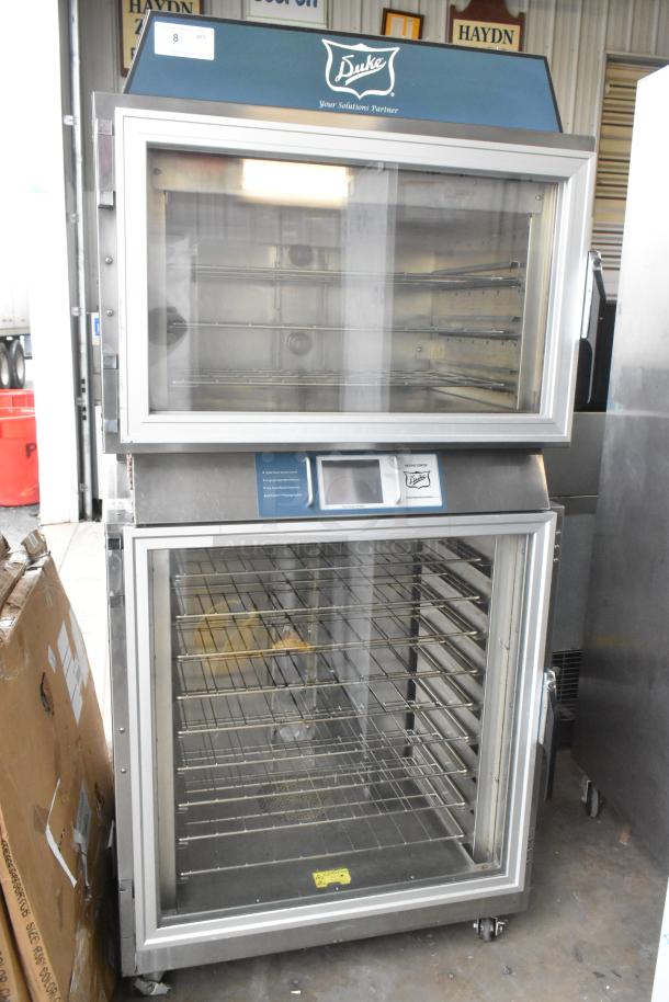 Duke TSC-6/18 stainless steel electric oven proofer on casters, 208V, 3 phase, with control panel; used condition.
