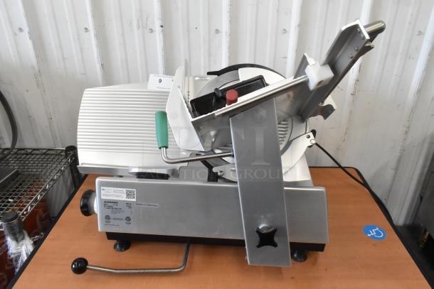 2023 Bizerba GSP HD metal countertop meat slicer, 115 volts, 1 phase, in excellent condition. Visible control labels.