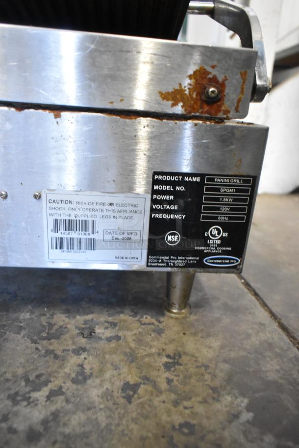 Superior SPGM1 Panini Press, stainless steel, 120V, 1.8kW, some rust on edges, NSF and UL listed.