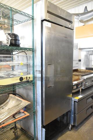 True T-23F Stainless Steel Single Door Commercial Freezer on Casters, 115V, 1 Phase, used condition, model T-23F.