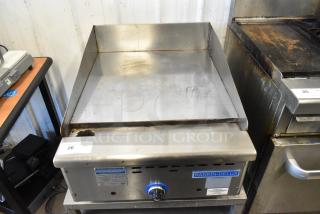 Rankin-Delux RD-80-24 stainless steel griddle, natural gas, 32,000 BTU, countertop model, visible wear, control knob intact.