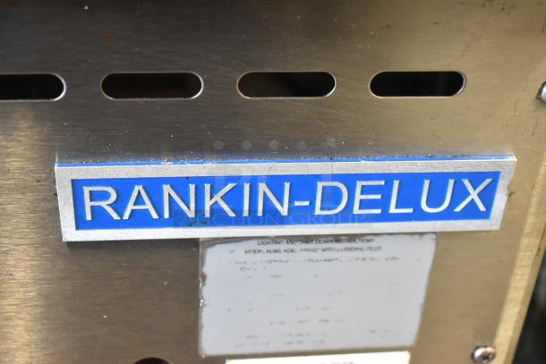 Rankin-Delux RD-80-24 stainless steel griddle with visible brand label. Natural gas powered, 32,000 BTU output.