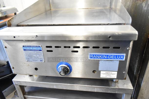 Rankin-Delux RD-80-24 stainless steel griddle; commercial countertop; natural gas; 32,000 BTU; visible model label.