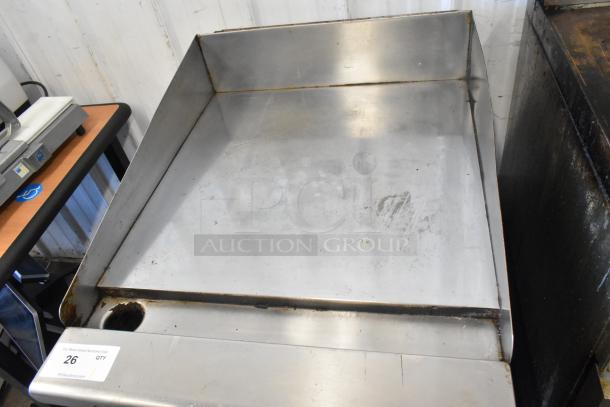 Rankin-Delux RD-80-24 stainless steel griddle, natural gas, 32,000 BTU, commercial, countertop model, visible surface wear.