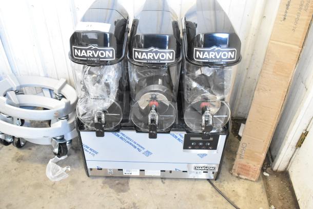 Brand new Narvon NSSM3 Summit Stainless Steel Triple 3.2 Gallon Granita/Slushy Machine, 115 Volts, scratch and dent condition.