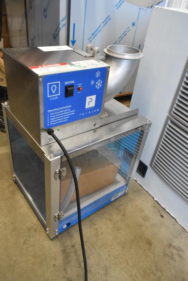 Brand new Paragon 6133310 Arctic Blast snow cone machine. Metal construction, top mount ice shaver, 115V, 1 phase.