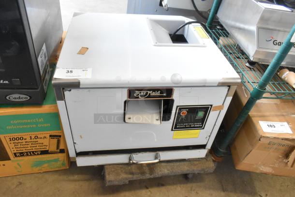 Brand new Bar Maid CP-3000-D stainless steel cutlery dryer/polisher, 120V, 1 phase, minor scratches and dents, Model CP-3000-D tag visible.