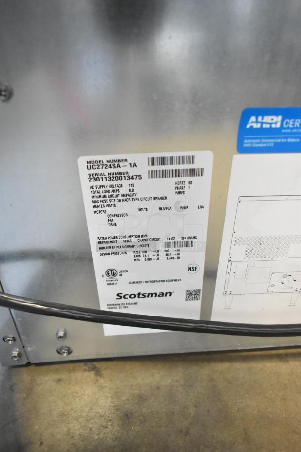 BRAND NEW 2023 Scotsman UC2024MA-1A Undercounter Ice Machine, 282 lb., 115V, 1 Phase, model number UC2724SA-1A.