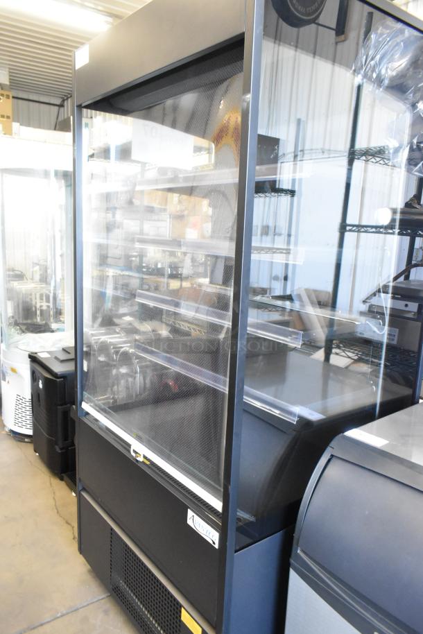Avantco 193VOA36B black vertical open air merchandiser, extra deep, LED lighting, on commercial casters, 115V, brand new.