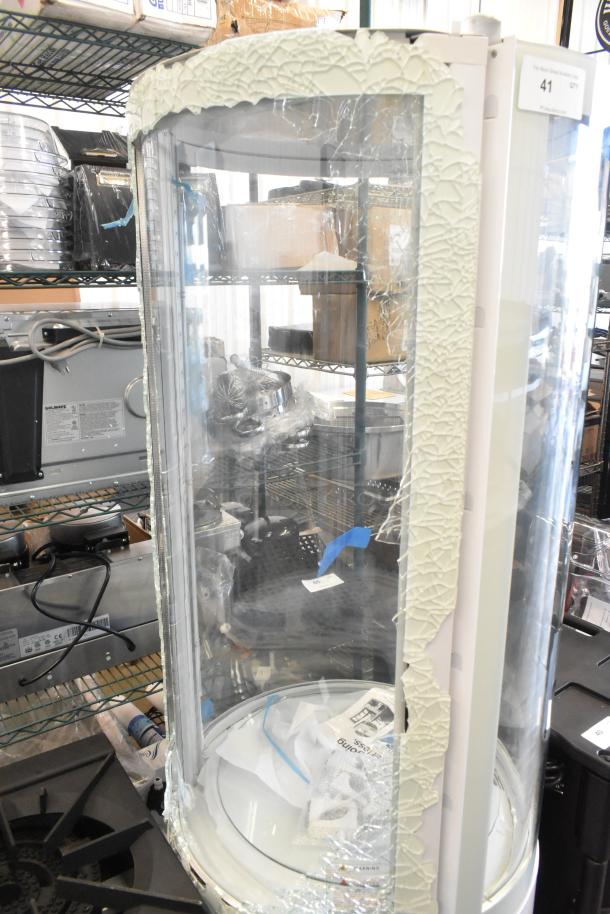 Brand new Avantco 193BCR15HCW circular glass refrigerated display case with minor scratches. 115V, 1 phase.
