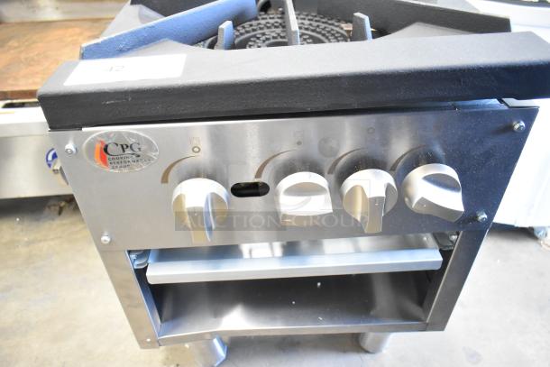 Brand new Cooking Performance Group 351CPGDSPRN stainless steel 2-burner stock pot range, natural gas, 160,000 BTU.