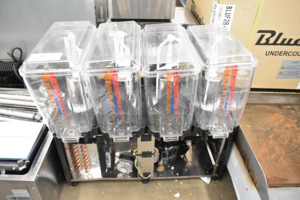 BRAND NEW Carnival King 382RBD5G4 refrigerated beverage dispenser, stainless steel, quadruple 5-gallon bowls. 115V, 1 phase.