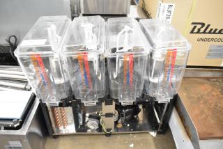 BRAND NEW Carnival King 382RBD5G4 refrigerated beverage dispenser, stainless steel, quadruple 5-gallon bowls. 115V, 1 phase.
