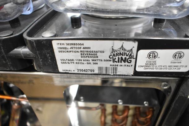 BRAND NEW Carnival King 382RBD5G4 Beverage Dispenser, 5-gallon, stainless steel, 115V, scratch and dent condition, made in Italy.