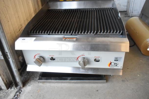 BRAND NEW 2025 Cooking Performance Group 351CRCPG24NL Charbroiler; 24" stainless steel, natural gas, 80,000 BTU, scratch and dent.
