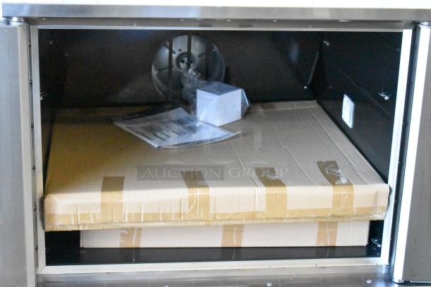 BRAND NEW Cooking Performance Group FEC-100-C convection oven, stainless steel, thermostatic controls, metal racks included.