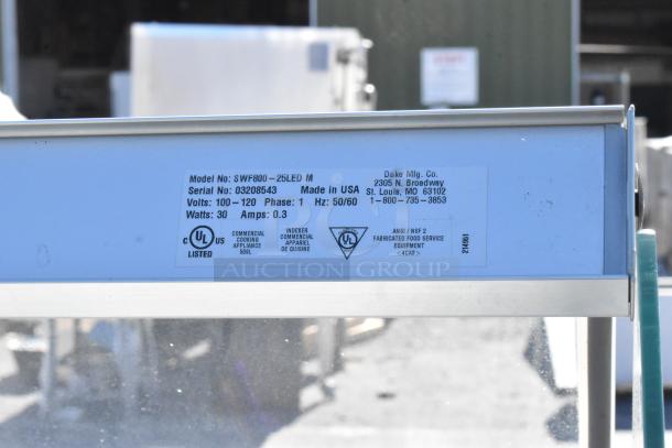 Duke Stainless Steel Subway Sandwich Prep Line with lowering sneeze guard, 120V, 1 Phase, Model SWF800-25LED M, UL listed.