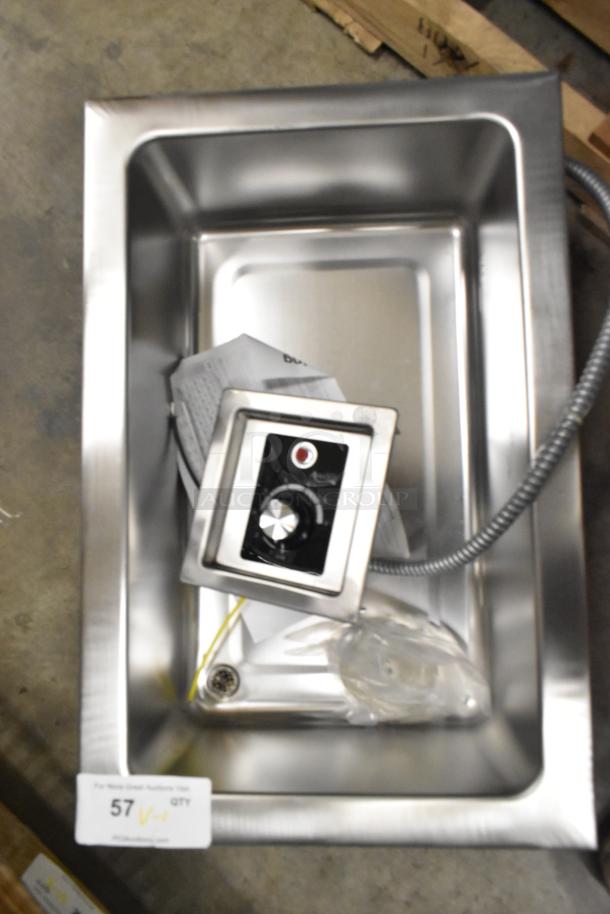 Brand new Avantco 177TM12B top mount drop-in hot food well, 208 volts, with round inside corners, drain, and control panel.