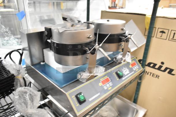 Carnival King 382WBM26DGT Double Belgian Waffle Maker with digital timer, temperature controls; brand new, scratch and dent.