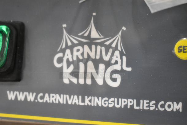 Carnival King logo on the 2024 model 382WBM26DGT stainless steel waffle maker with digital controls.