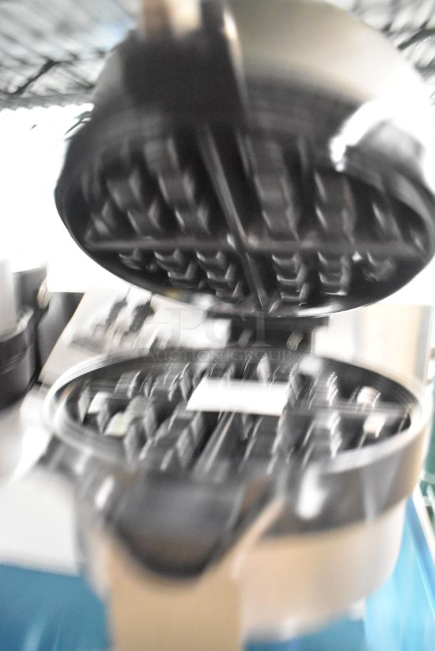 BRAND NEW Carnival King 382WBM26DGT stainless steel double waffle maker with digital timer, non-stick plates; scratch and dent.