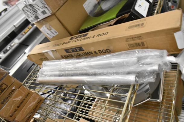 Brand new Lancaster Table & Seating 164TCOLROD25 table base columns and rods. Includes metal pieces. Standard height 25 3/16".