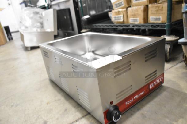 Brand new Avantco 177W50 electric countertop food warmer, 12"x20", 120V, with minor scratches and dents.
