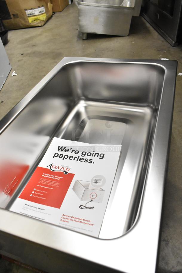Brand new Avantco 177W50 electric countertop food warmer, 12"x20", 120V, minor scratches, paperless info sheet inside.