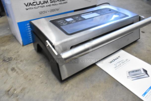 BRAND NEW VacPak-It VSM12PRO vacuum sealer with 12" seal bar, cutter, roll holder, 120V, slight scratch and dent condition.