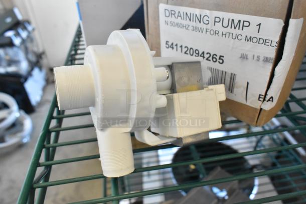 MainStreet Equipment draining pump, 38W, model 54112094265 for HTGW/HTUC. New condition in box, visible part labeling.