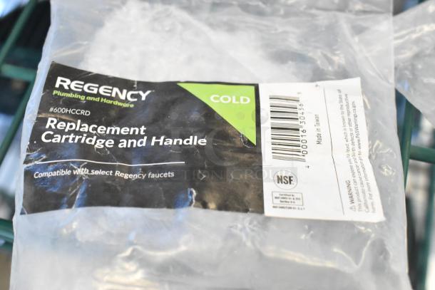 Regency 600HCCRD Cold Faucet Cartridge in packaging, compatible with select Regency faucets, NSF certified.