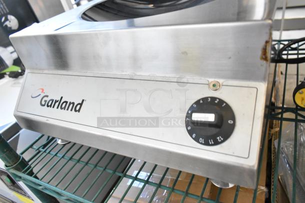 Garland SH/WO 3500 stainless steel countertop single burner wok induction range with control knob, 208V, 1 phase.