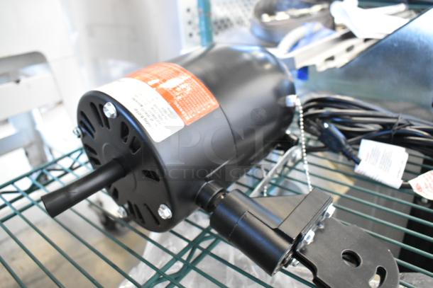 BRAND NEW VF-30WLF0 Boltic 30" Oscillating Fan Motor, 120V, 1 Phase. Features a black finish and warning label.