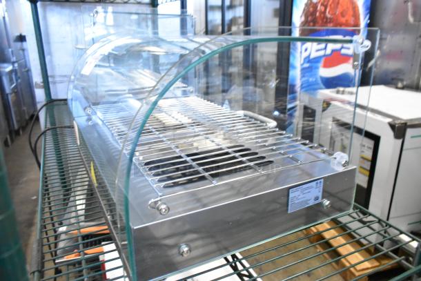 Carnival King 382HDCG1A silver curved glass hot food display case, 1 shelf, brand new condition, 120V, 1 phase.