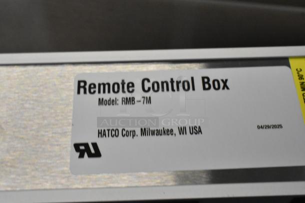 Hatco RMB-7M Control Box, new, label shows model and manufacturer details, includes 3 items.