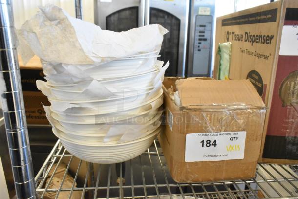 13 new scratch-and-dent items, including Steelite coffee spoons and white poly bowls, displayed on a metal shelf.