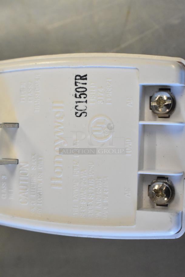 Honeywell K10145WH Class II Transformer, white, with visible labels and markings, including model SC1507R.