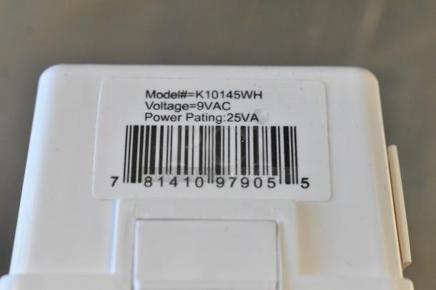 Honeywell K10145WH Class II Transformer label showing model, voltage, and power rating; 9VAC, 25VA.