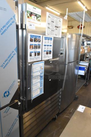 2018 Traulsen TBC13 stainless steel single door blast chiller, three probes, on commercial casters, with instruction labels.