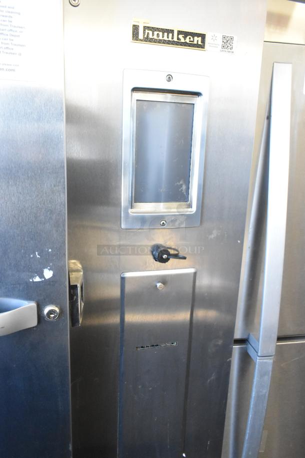 2018 Traulsen TBC13 stainless steel blast chiller, single door, 3 probes, on casters, model TBC13, 115/208-230V, visible logo.