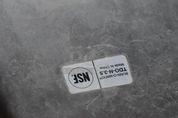 Three Bunn TDO-N-3.5 stainless steel iced tea holders with NSF certification label. Made in China.