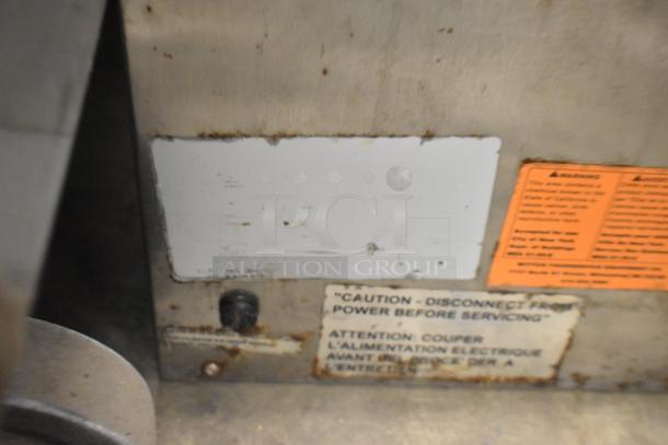 Vulcan stainless steel 3-drawer warming drawer, visible caution labels, 208/250V, commercial use, some rust present.