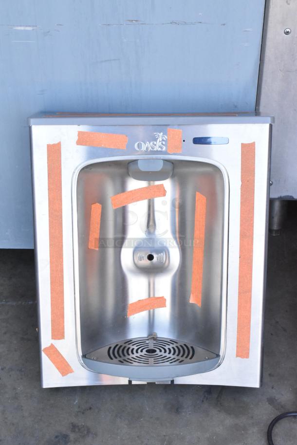 Oasis PWEBF-005 stainless steel wall mount water fountain, brand new, with visible scratch and dent.