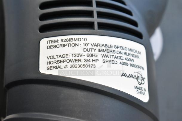2023 AvaMix 928IBMD10 10" immersion blender, 3/4 hp, variable speed, 120V, 1 phase, scratch and dent condition, serial: 2023050173.