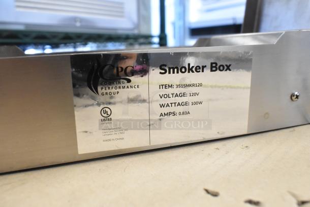Cooking Performance Group 351SMKR120 portable smoker box, 120V, 100W, UL listed; features branded label.