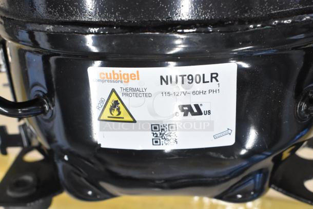 Cubigel NUT90LR compressor, 115-127V, 1 phase. Thermally protected, R290 label, 60Hz. Auction for 2 units.