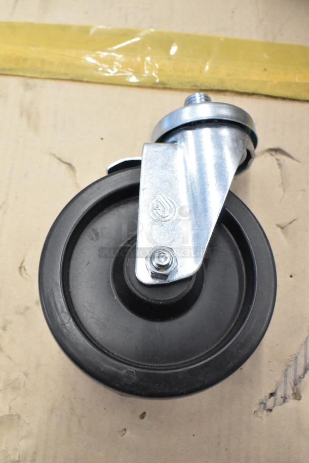 Box of 4 Southbend 1174265 6" casters for convection ovens and ranges. Steel frame, black wheel, new condition.